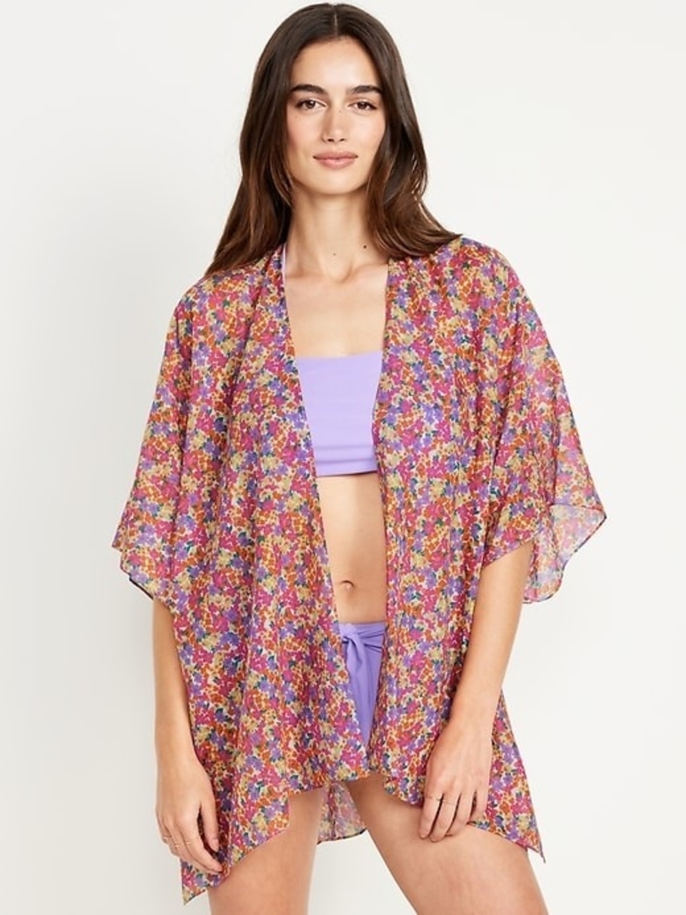 Old Navy Floral Swim Coverup – Size XS-L – Open Front – 100% Cotton
